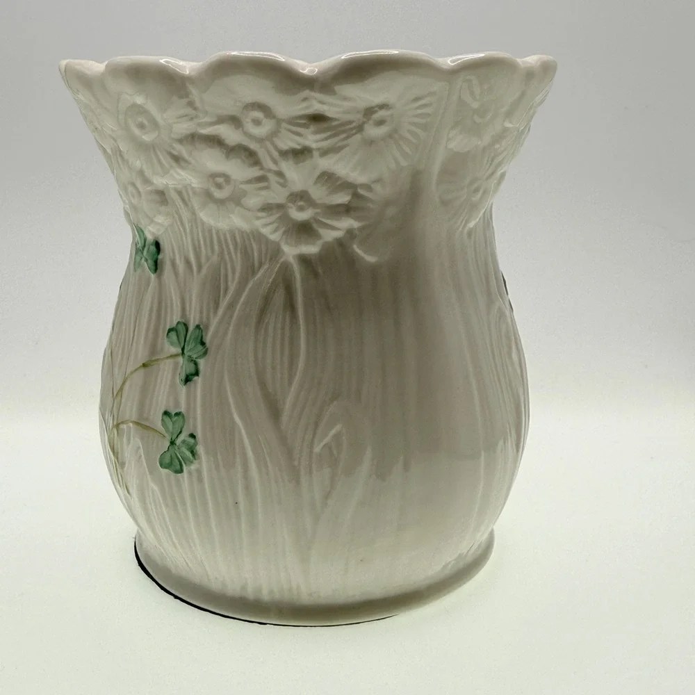 Belleek Irish Porcelain Shamrock Pillar Candle Holder